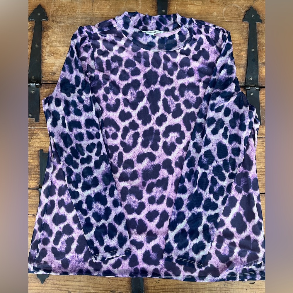 Wild Purple Leopard Print Long Sleeve Top